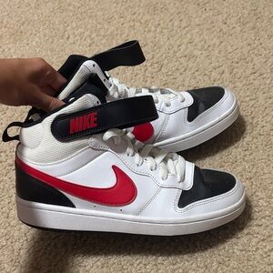Nike White and Red High-Top Sneakers